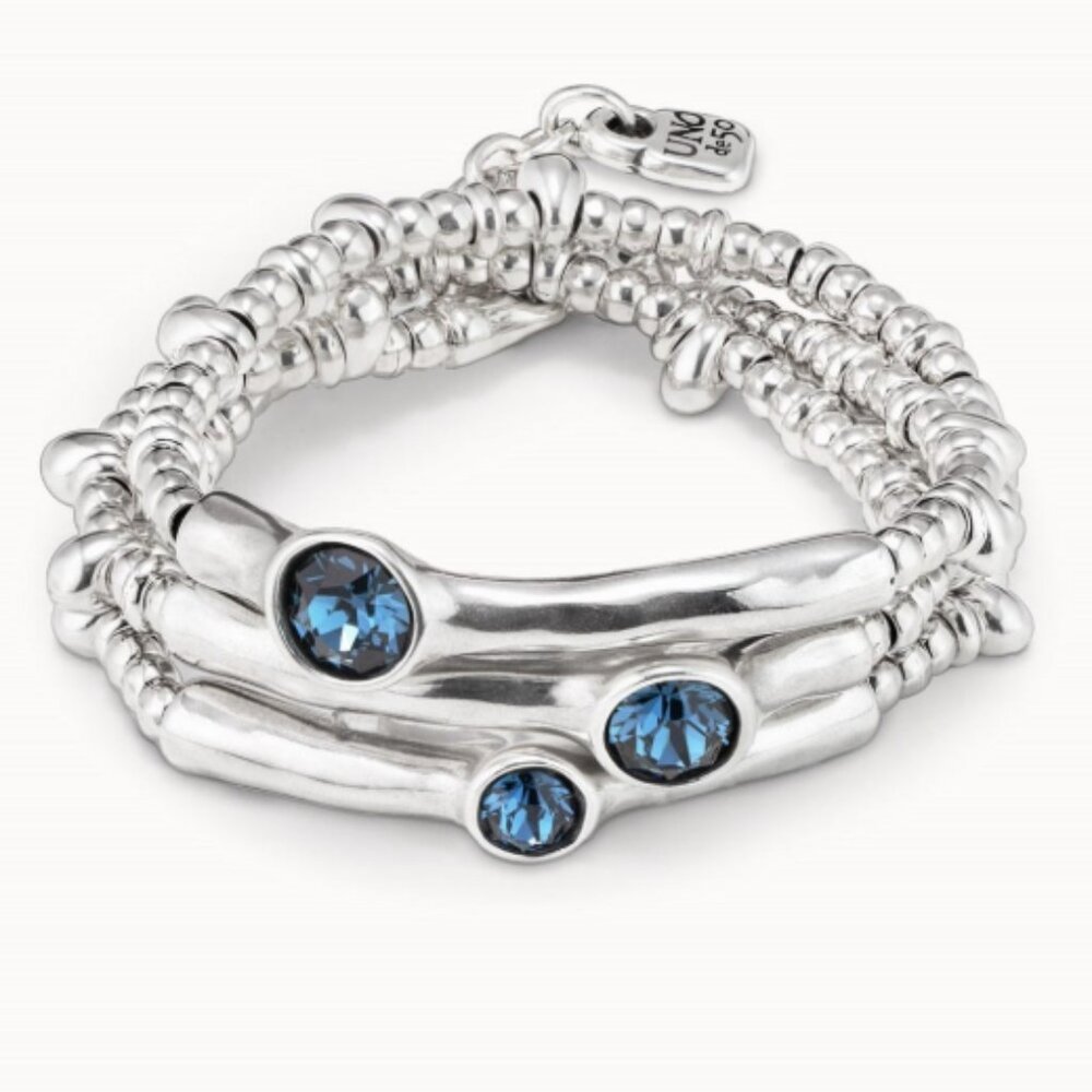 UNO de 50 Bracelet - DELIRIUM - Silver plated with Swarovski Blue Crystals